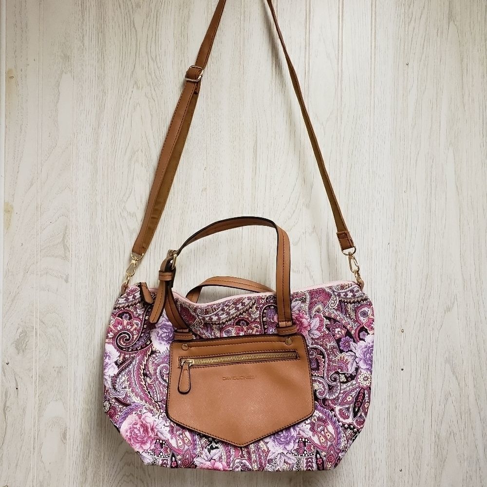 David Jones Paris Pink Purple Textured Purse